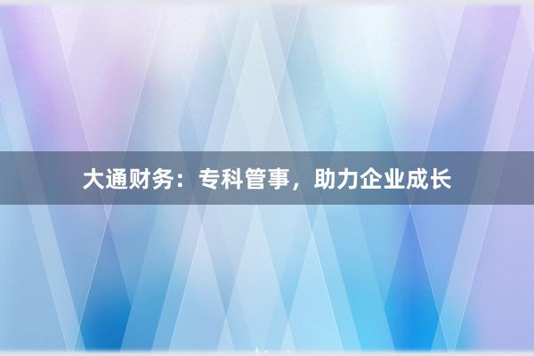 大通财务：专科管事，助力企业成长